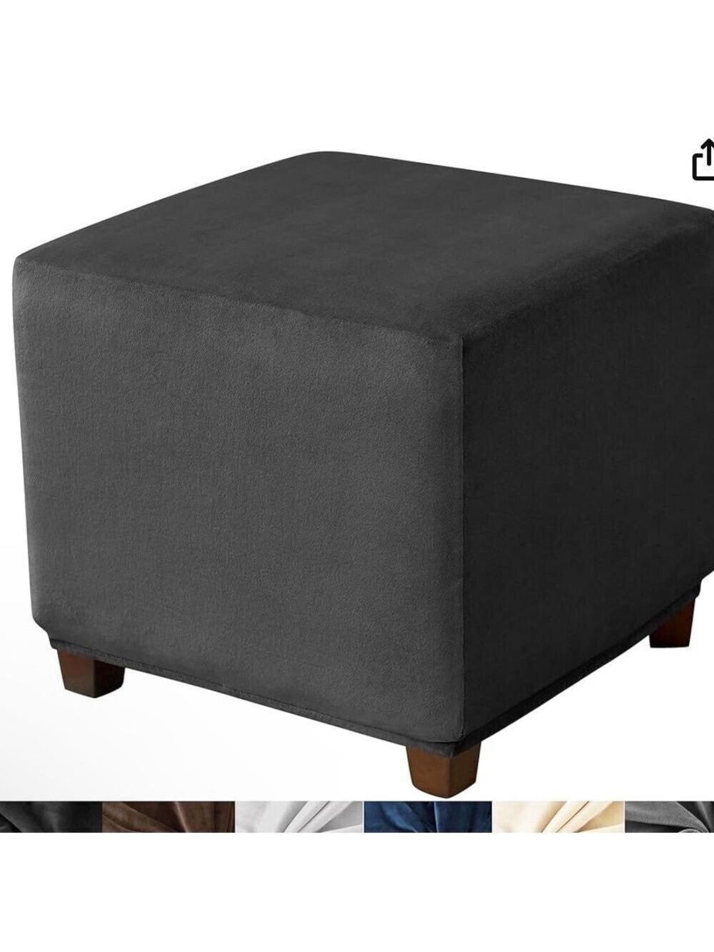 Ottoman Cover Square,Stretch Velvet Square Ottoman Cover Thick  Slipcover